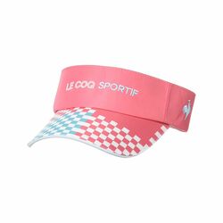 Le Coq Sportif Golf Checkered Print Sun Women's Visor (Pink)